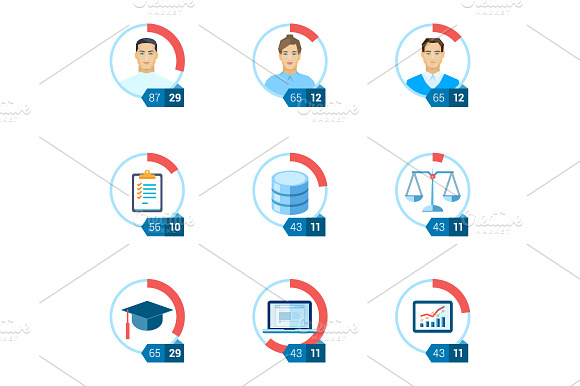 Flat icon infographic template set preview 5