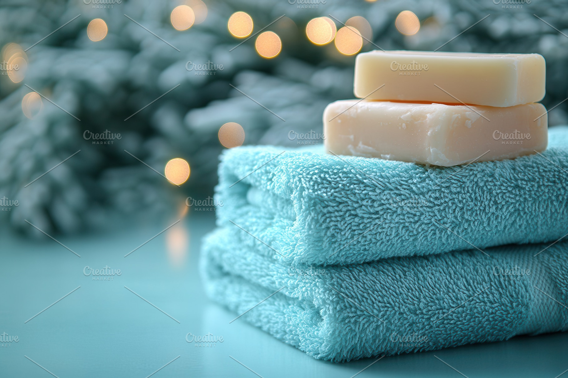 Soft towels and bars of soap arrange, a Photo by Tanuart