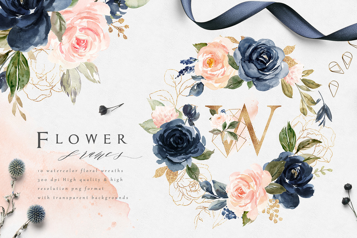 Blush & Navy-Watercolor Graphic Set, a Decorative Illustration by Graphic Box (Photo 7 of 10)
