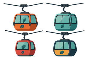 Colorful cable cars in various, an Object Illustration by ZinetroN