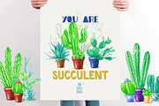 Green Madness-Watercolor Succulents, an Illustration by Stella's Graphic Supply (Thumbnail 3 of 6)