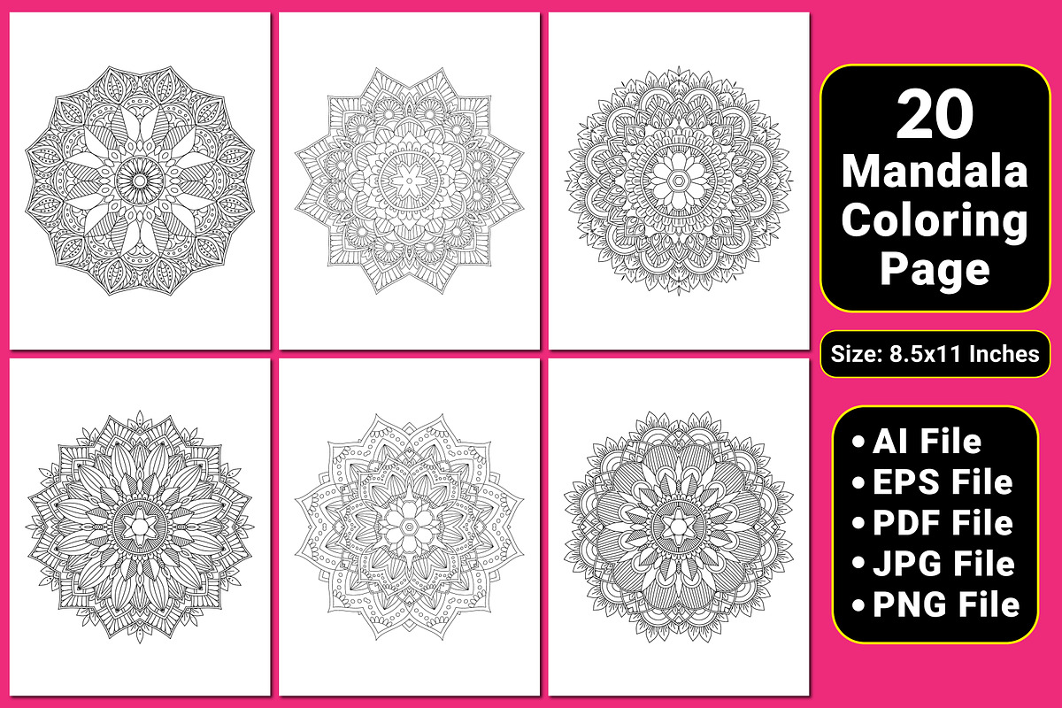 Mandala Coloring Book Pages, a Pattern Graphic by mirajeee (Photo 1 of 4)