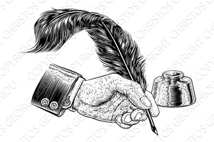 Quill Feather Ink Pen Hand Suit, an Object Illustration by Christos Georghiou