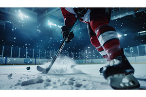 Dynamic close-up of a hockey player, a Sports & Recreation Photo by Sergey Kotenev