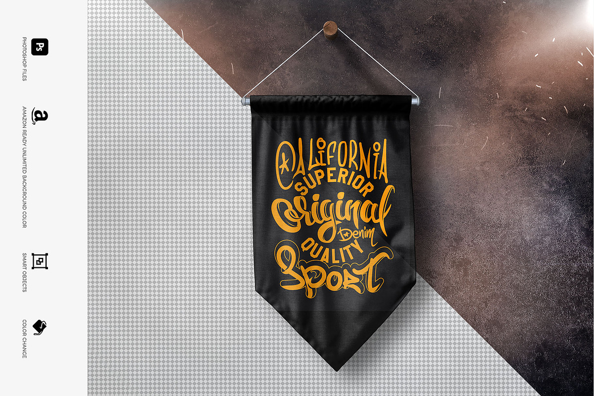 Flag Pennant Hanging Mock-up, a Product Mockup by Mock-up Store (Photo 5 of 6)