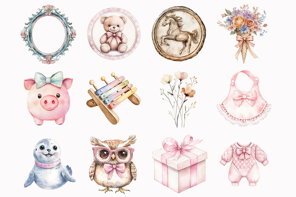 Pink Baby Girl Clipart, an Illustration by Design Market (Photo 2 of 5)