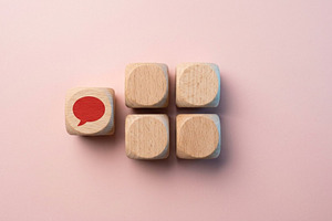 Wooden Block with Speech Bubble, a Business Photo by thepslr