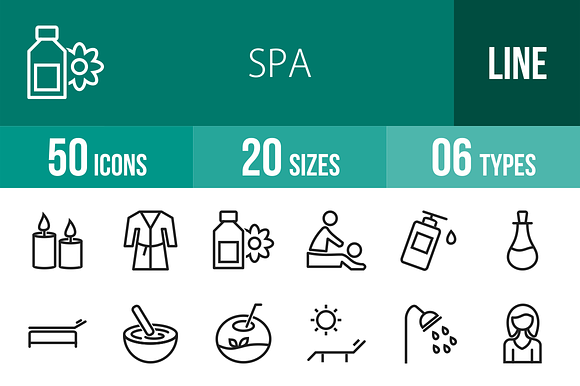 50 Spa Line Icons