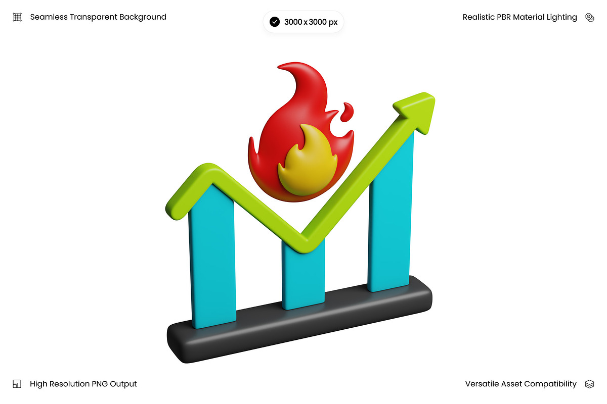 Flaming Growth Chart 3D, an Object 3D Model by Wencory (Photo 1 of 2)