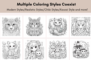 30 Cute Cat Coloring Book for Adults, an Animal Illustration by LA Design (Thumbnail 4 of 10)