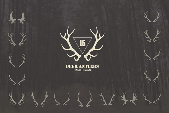16 Deer antlers vector preview 3