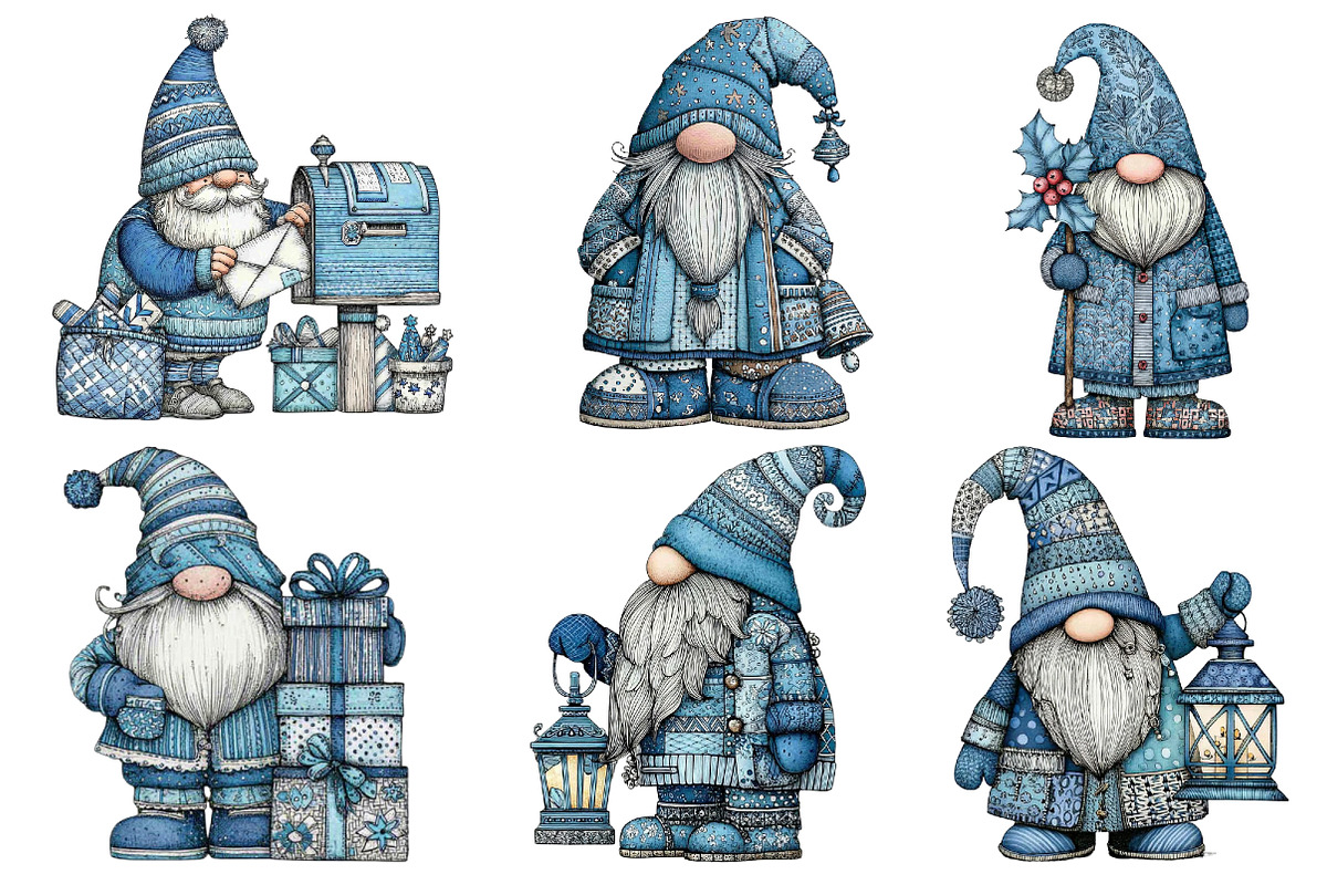 Christmas Blue Gnomes Clipart, an Illustration by Dream Creation (Photo 5 of 7)