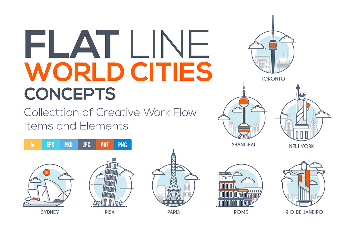 World skylines and Landmarks, an Outline Icon by Creative Graphics (Photo 1 of 4)
