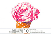 Watercolor Ice Cream, an Object Graphic by Jennifer Lee Jones (Thumbnail 2 of 5)