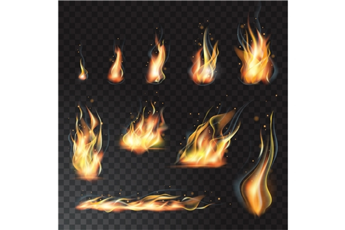 Set of transparent realistic flames, a Decorative Illustration by Maria Averburg Studio