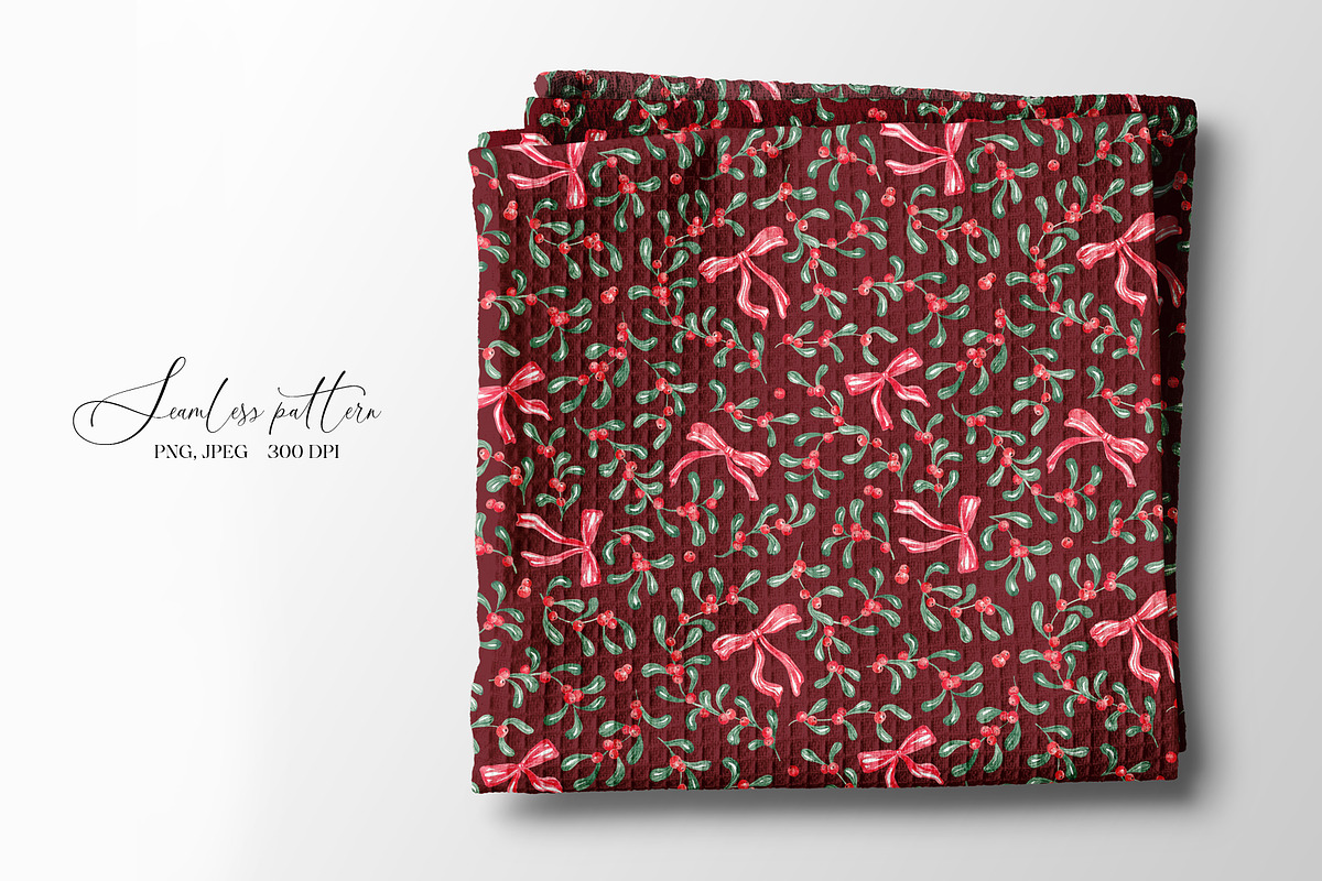 Christmas Mistletoe Seamless Pattern, a Pattern Graphic by SirenaArt (Photo 12 of 16)