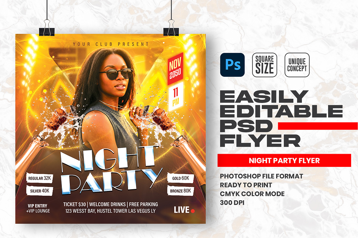 Night Party Flyer Design Template, a Flyer Template by Shajib Shikder (Photo 1 of 2)