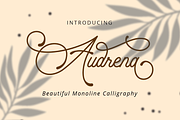 Audrena - Beautiful Monoline Font, a Script Font by PutraCetol Studio (Thumbnail 1 of 11)