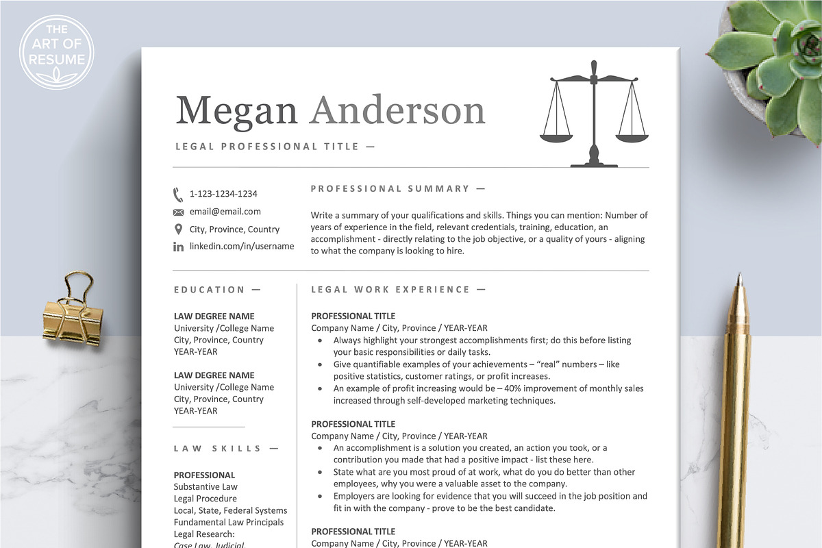 Legal Resume | Lawyer, Law Clerk CV, a Resume Template by The Art of Resume (Photo 1 of 8)