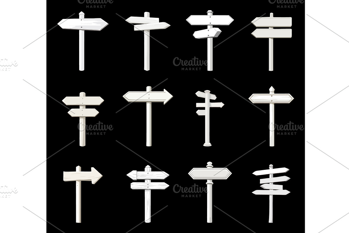 White fingerpost set. Direction sign, an Object Illustration by Valerie Bodnar