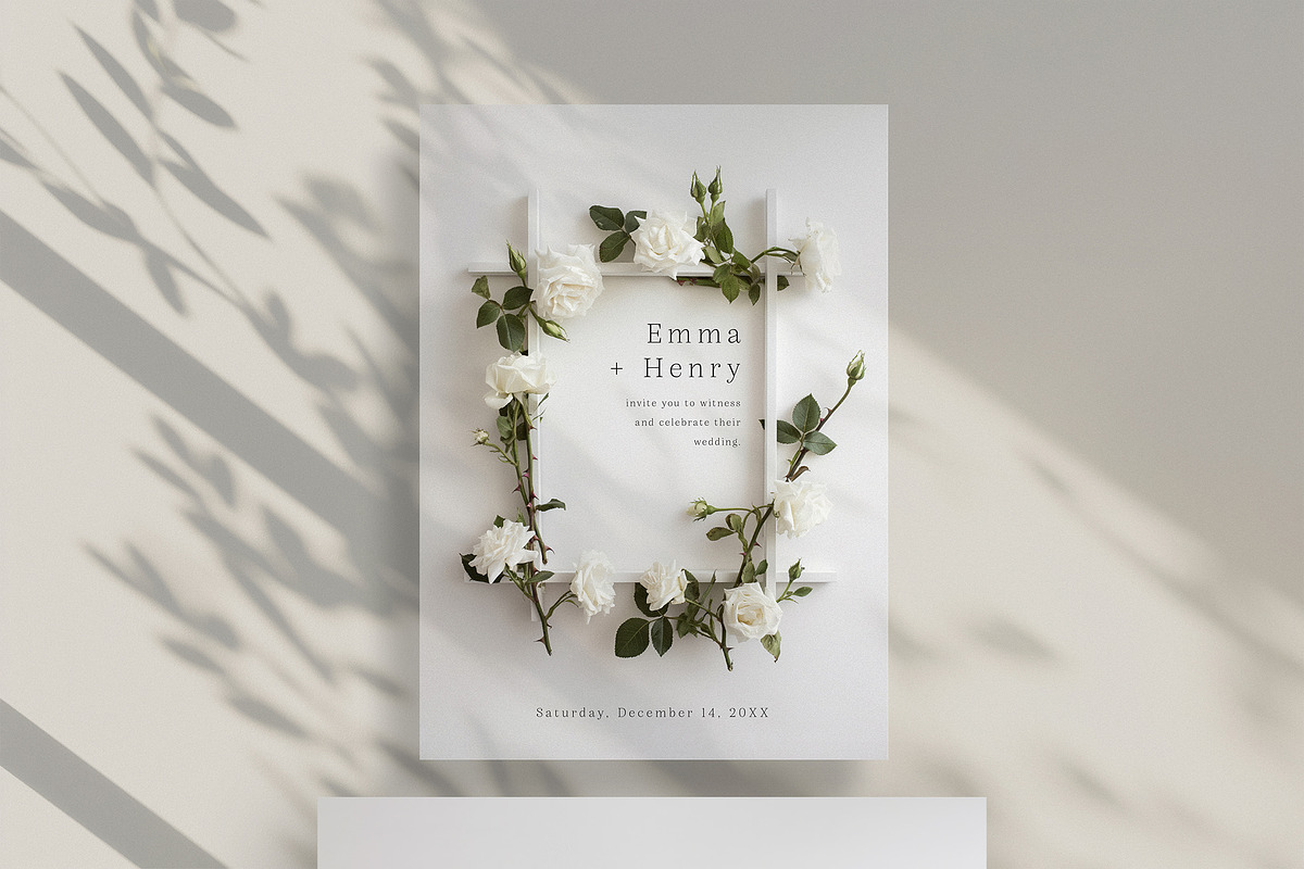 White Rose Wedding Card, an Invitation Template by Filip Studio (Photo 2 of 2)