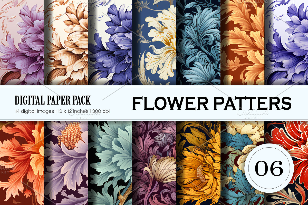 Big Bundle Floral Patterns 01., a Pattern Graphic by KENO Mascots (Photo 7 of 11)