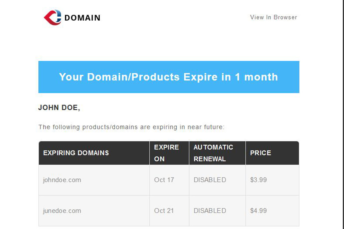Domain - Notification Email Template, an Email Template by Pennyblack ...