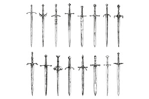 Medieval swords sketch style, an Object Illustration by Valerie Bodnar