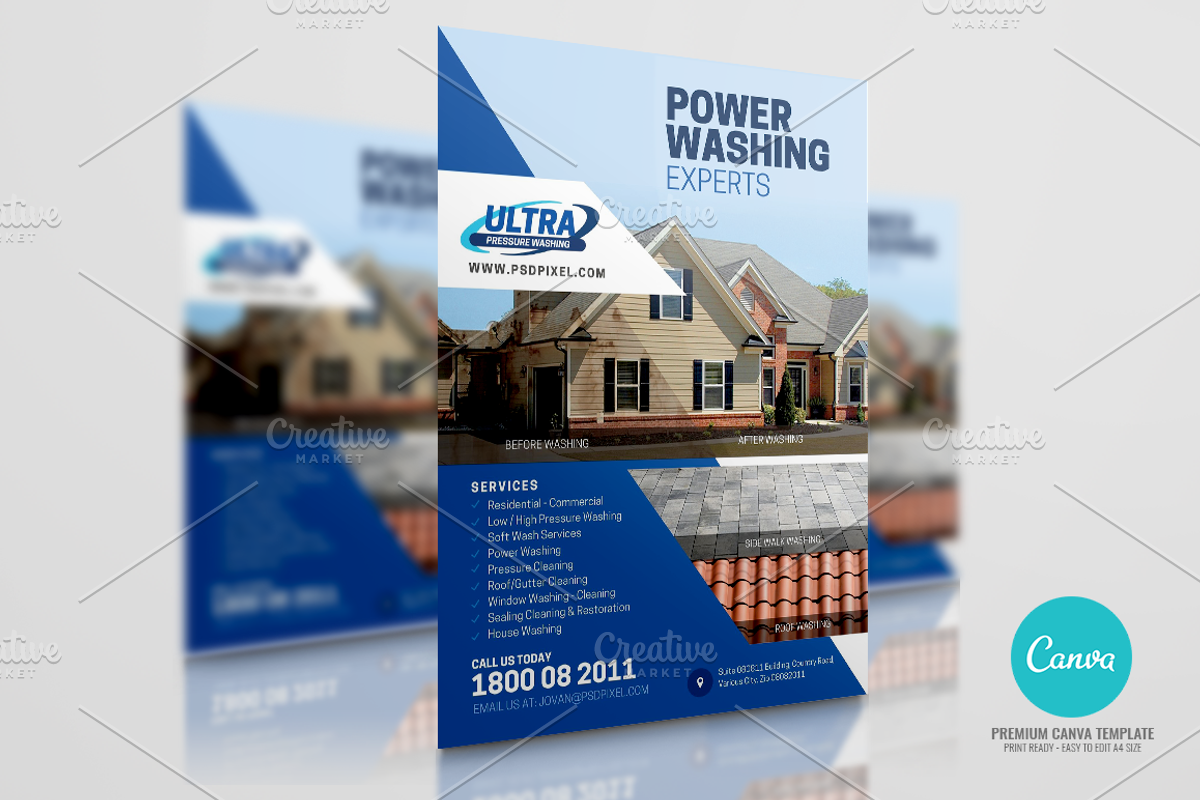Power Washing Services Canva Flyer, a Flyer Template by PSDPixel (Photo 4 of 4)