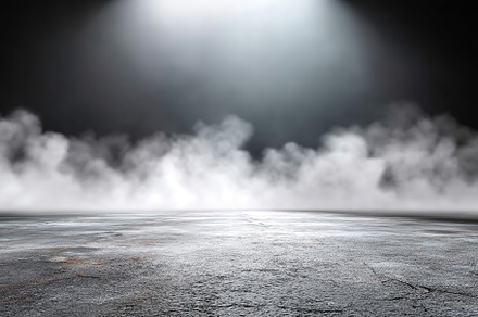 White fog envelops a dark room creating a mystical atmosphere under a spotlight, a Background Photo by AlyaAnd
