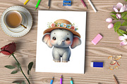 Watercolor Baby Elephant Clipart, an Illustration by CraftArtStudio (Thumbnail 3 of 5)