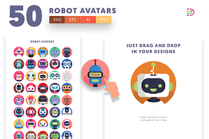 50 Robot Avatar Icons