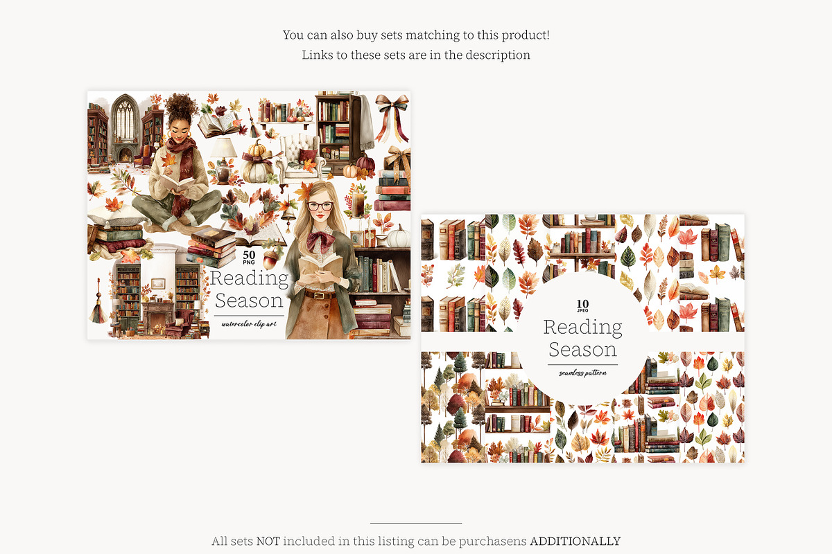 Autumn Reading Seamless Patterns, a Pattern Graphic by GlamArtZhanna (Photo 2 of 4)