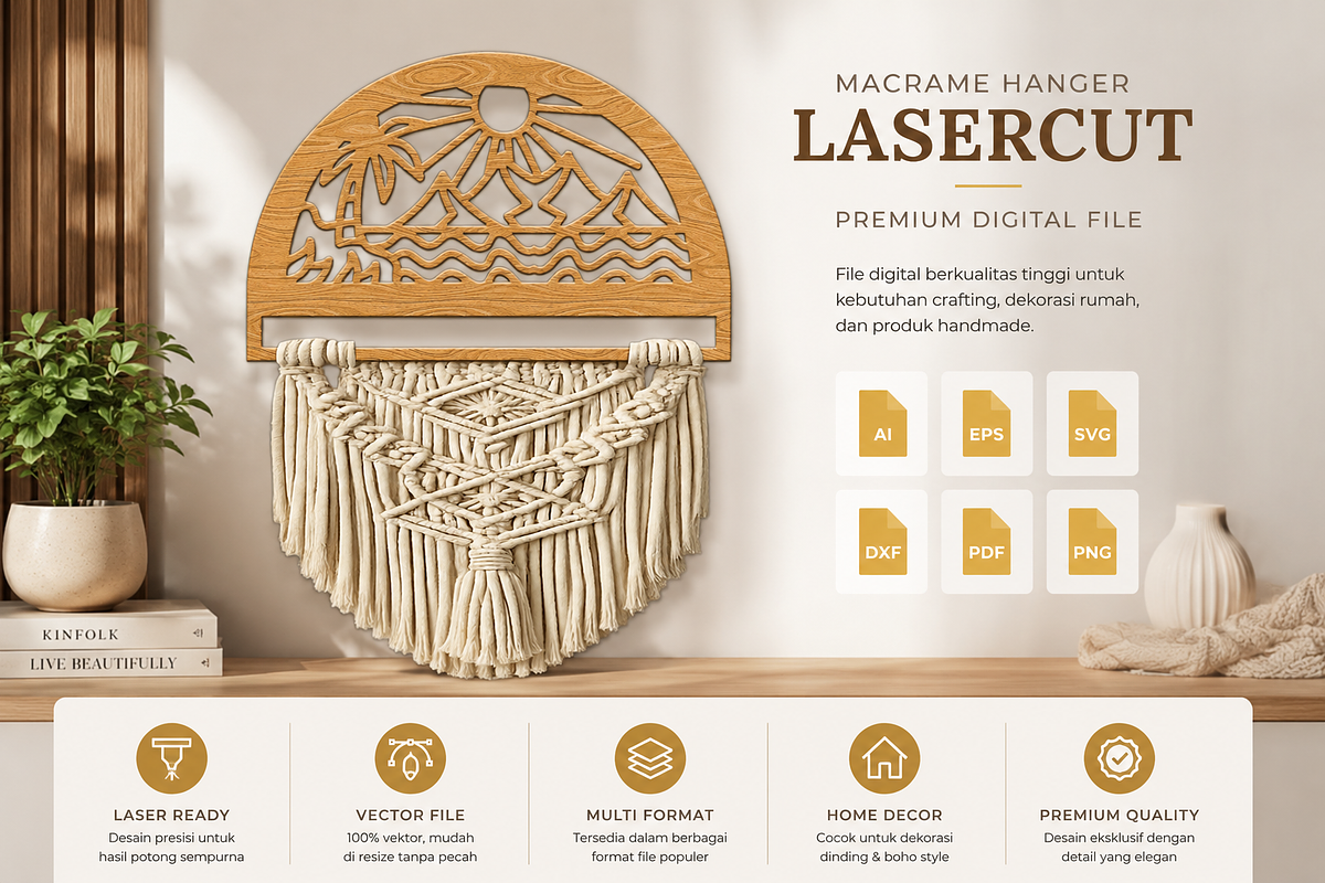 Beach Sunset Macrame Hanger Lasercut, an Object Graphic by OTVEY DESIGN (Photo 5 of 13)