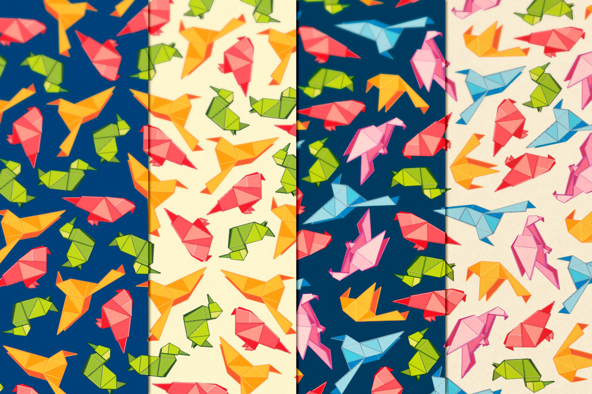8 Digital Papers - Bird Origami preview 3