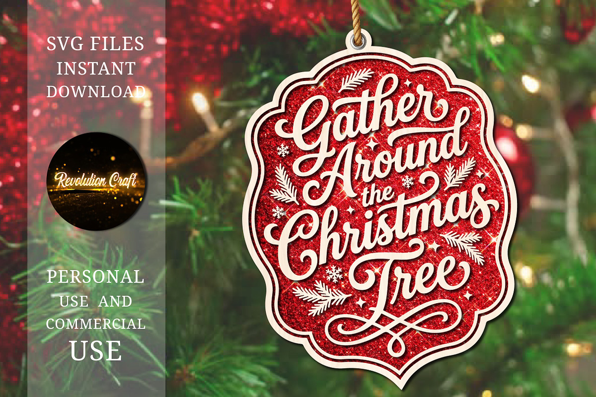 Gather Around Christmas Tree SVG, an Object Graphic by OK Design (Photo 2 of 3)