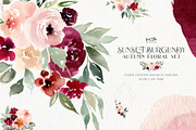 Sunset Burgundy Floral Set, an Illustration by Kim Thoa Designs (Thumbnail 1 of 8)