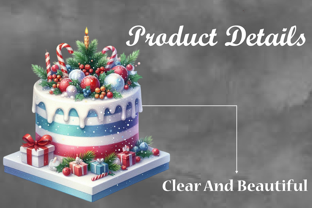 Watercolor Christmas Birthday Cake, a Work Illustration by Craft Nest (Photo 3 of 5)