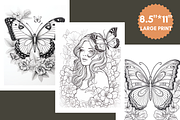 Flowers and Butterfly Coloring Book, an Animal Illustration by LA Design (Thumbnail 5 of 10)