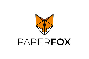 paper head fox icon logo design