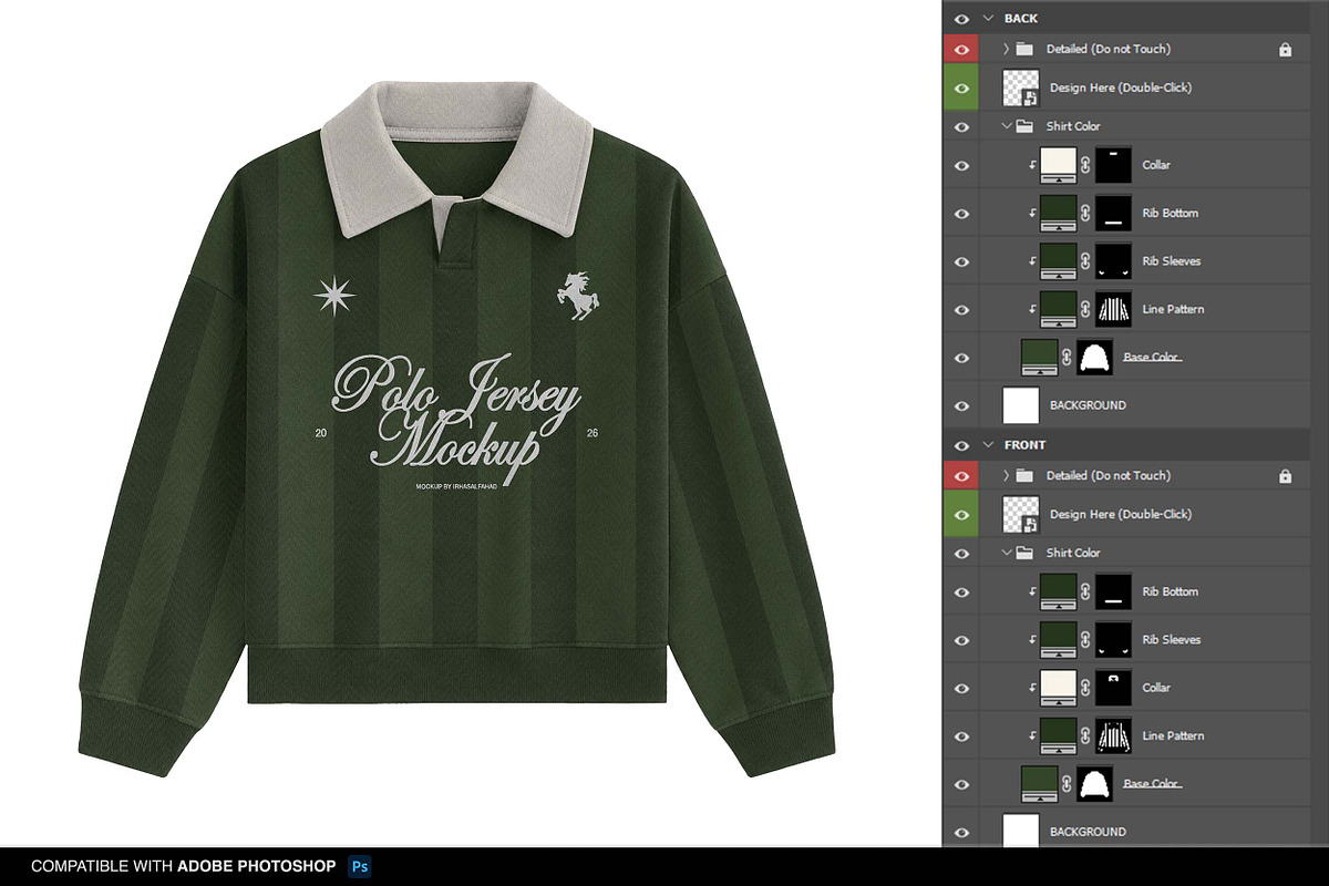 Long Sleeve Polo Jersey Mockup, a Shirt Mockup by Irhasalfahad (Photo 4 of 5)