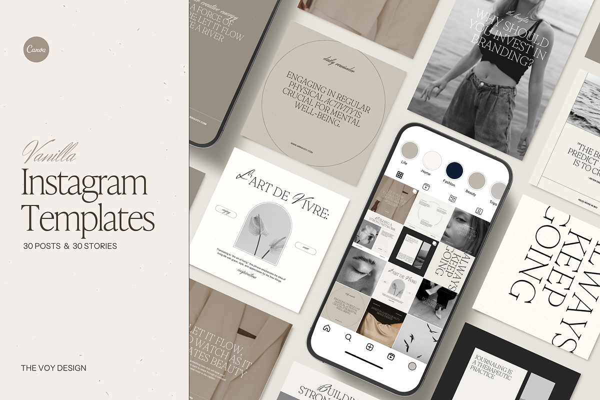 Vanilla Instagram Canva Templates, a Social Media Template by The Voy Design (Photo 1 of 10)