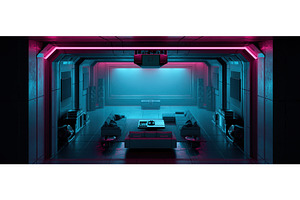 Futuristic Cyberpunk Home Theater, an Architecture Photo by piter.goskov