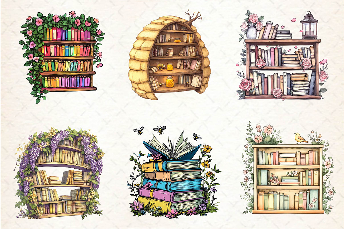 Spring Bookshelves Clipart, an Illustration by Dream Creation (Photo 6 of 6)