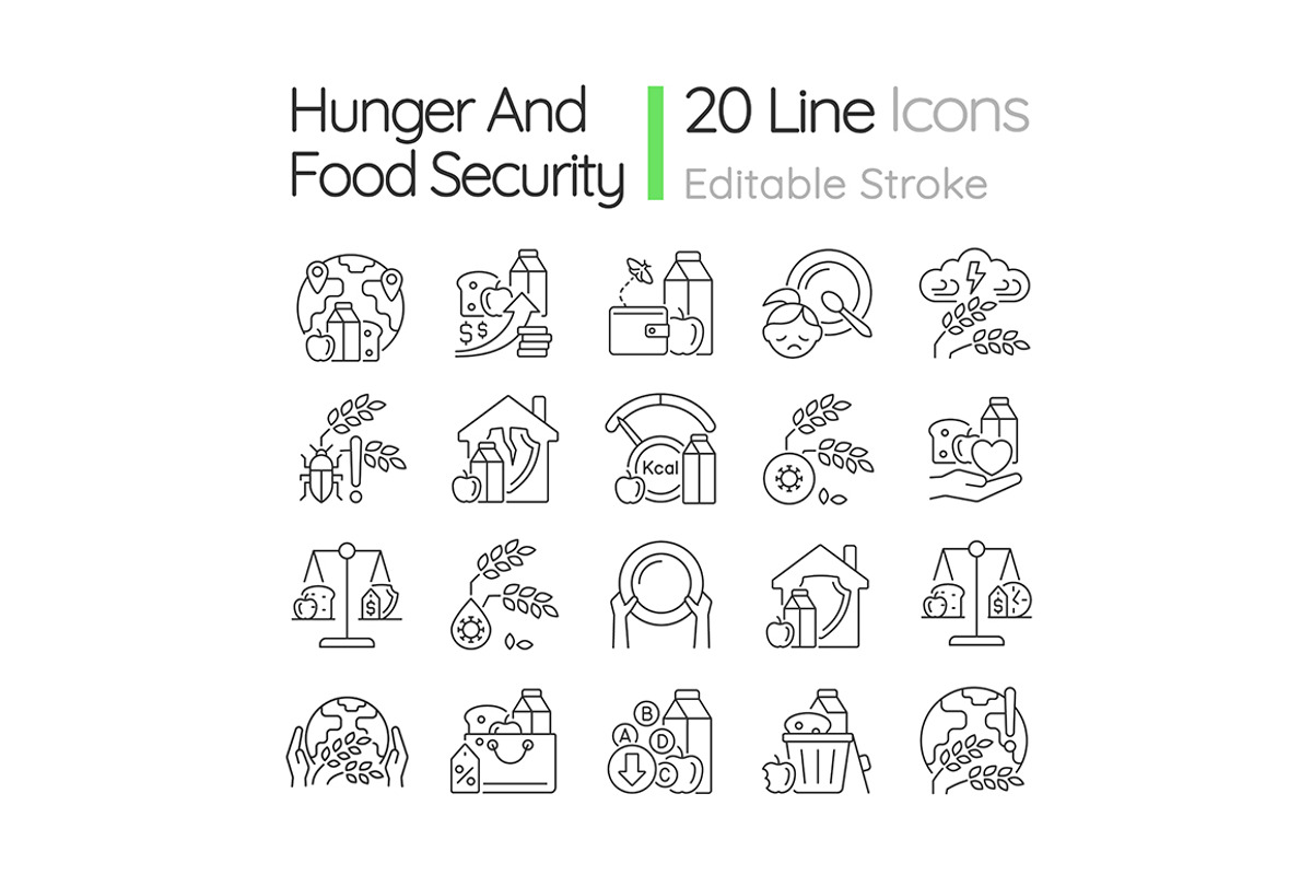 Hunger and food security linear icon, an Outline Icon by IMG Visuals