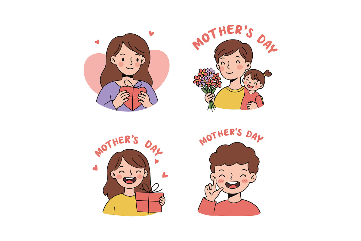 Four cheerful scenes celebrating Mot, an Illustration by designvectx