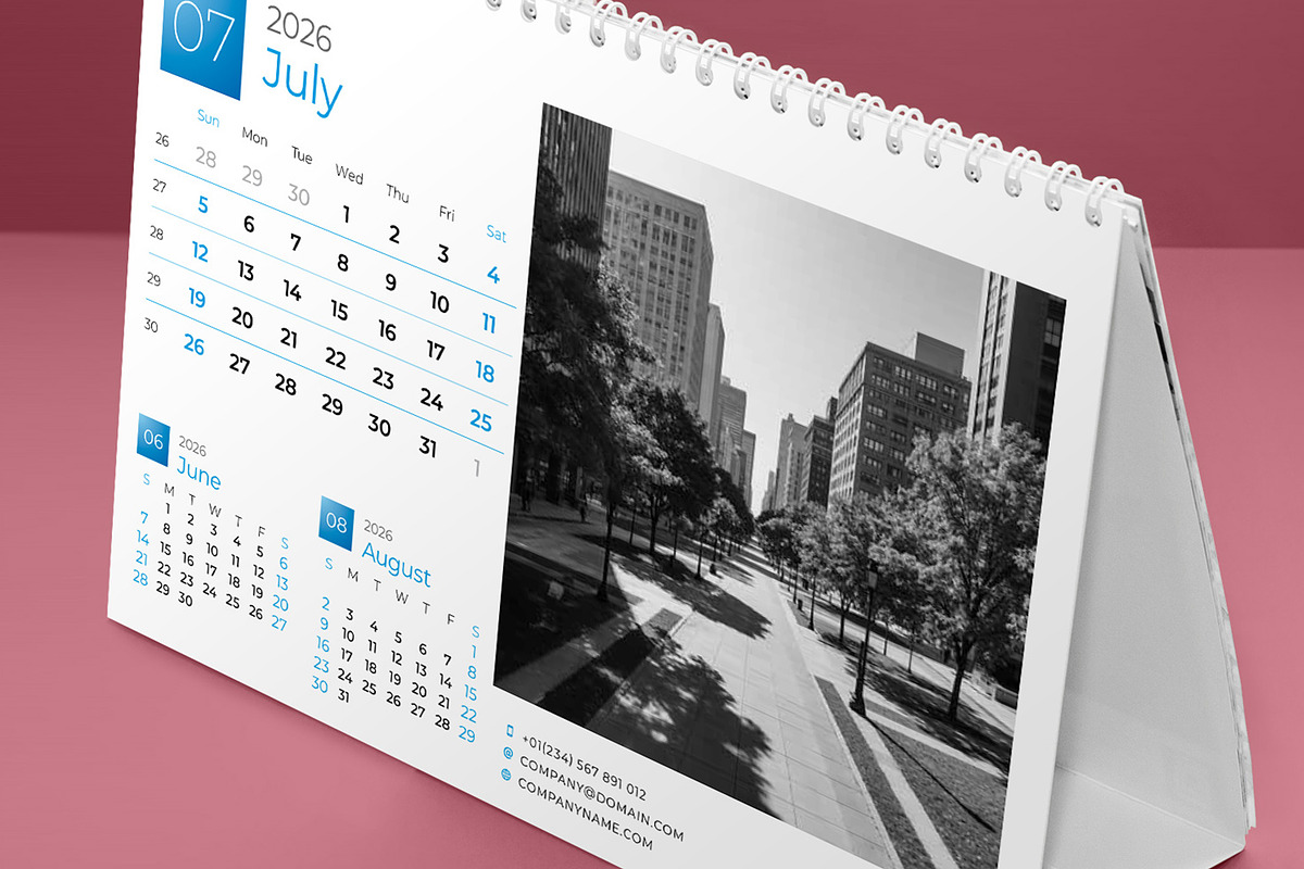 Desk Calendar 2026 (DC009-26-S), a Stationery Template by mikhailmorosin (Photo 6 of 6)