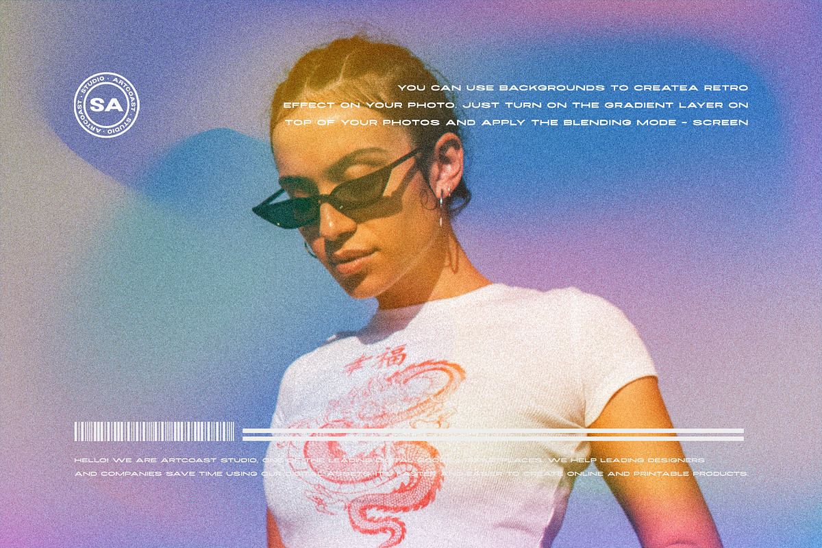 16 Retro Grainy Gradient Backgrounds, a Background Graphic by Artcoast Std. (Photo 2 of 7)