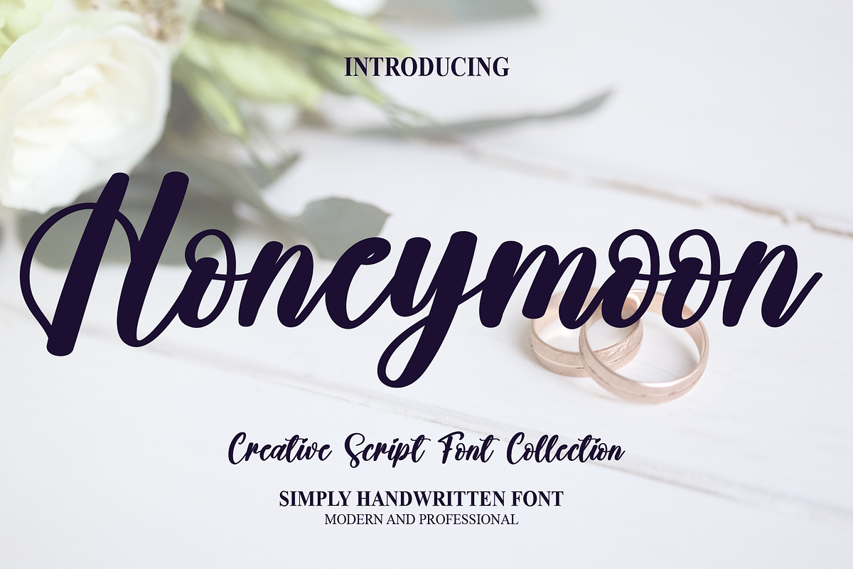 Honeymoon | Script Font, a Script Font by Scratchones (Photo 1 of 8)