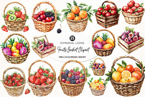 Fruits in the Basket Clipart PNG, an Illustration by SinaCreation